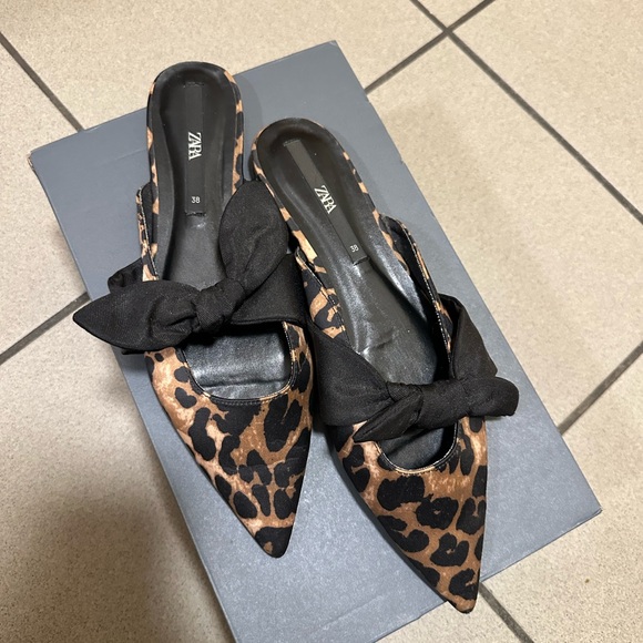 ZARA Leopard Print Bow Mules – Size 7.5 NWOT - Picture 4 of 5